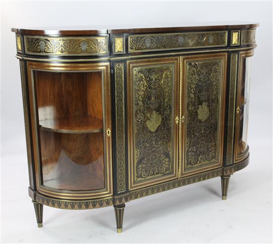 A Victorian ebonised boulle work credenza, W.5ft D.1ft 5in. H.3ft 6in.